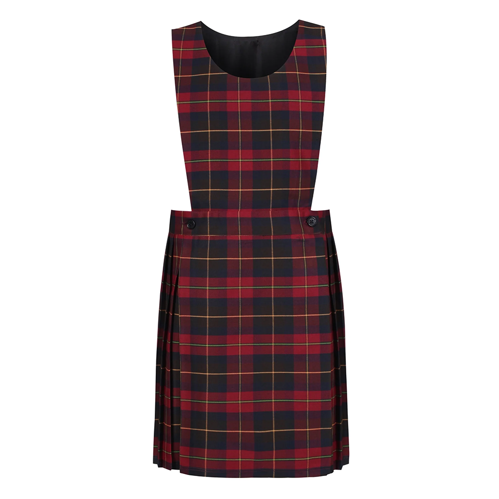 Junior Girls Pinafore Maroon Tartan