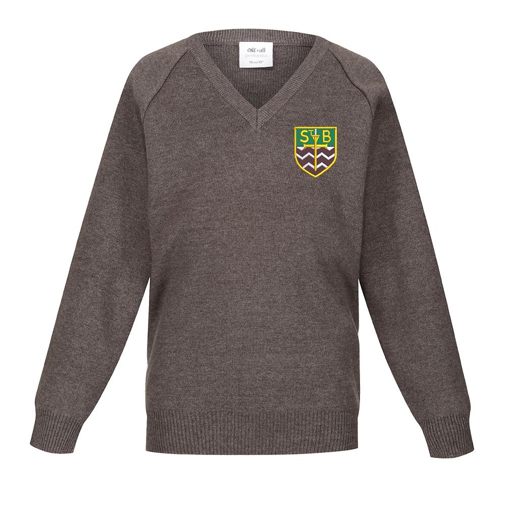 St Barbaras Primary 50/50 V-Neck Grey