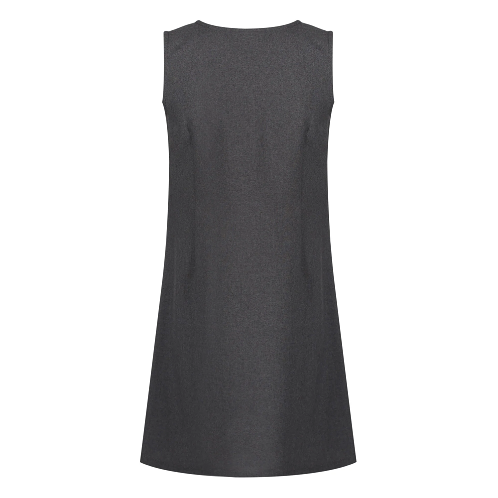 Junior Girls Flower Button Pinafore Grey