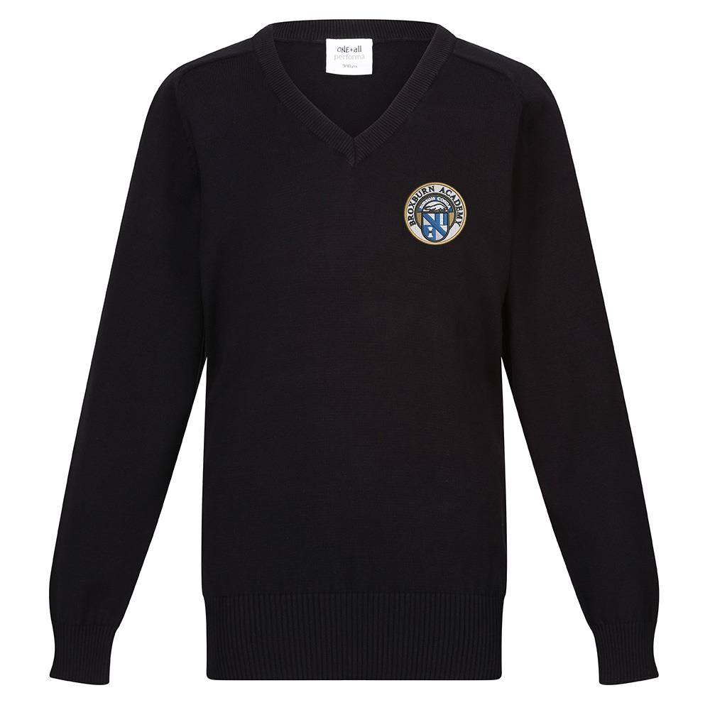 Broxburn Academy Unisex Cotton V-Neck Black