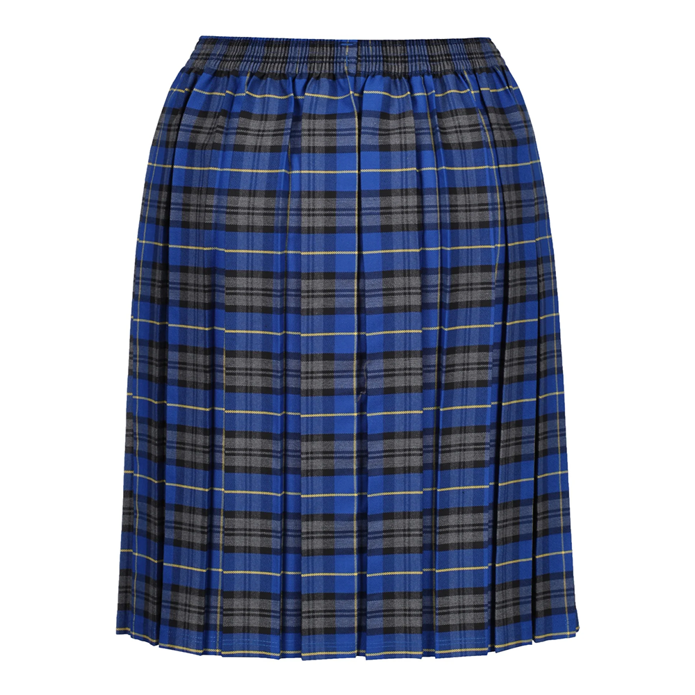 Junior Girls Box Pleat Skirt Blue Tartan