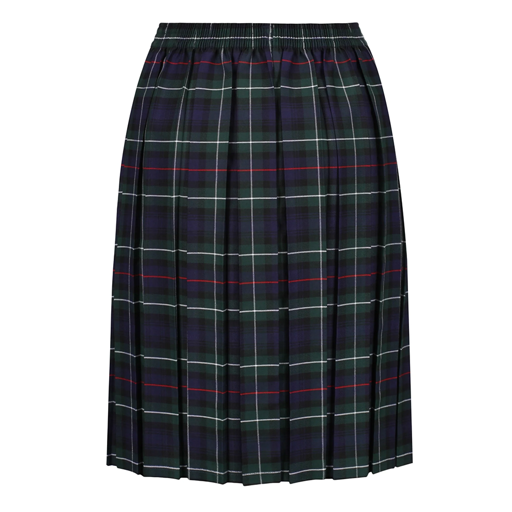 Junior Girls Box Pleat Skirt Green Tartan