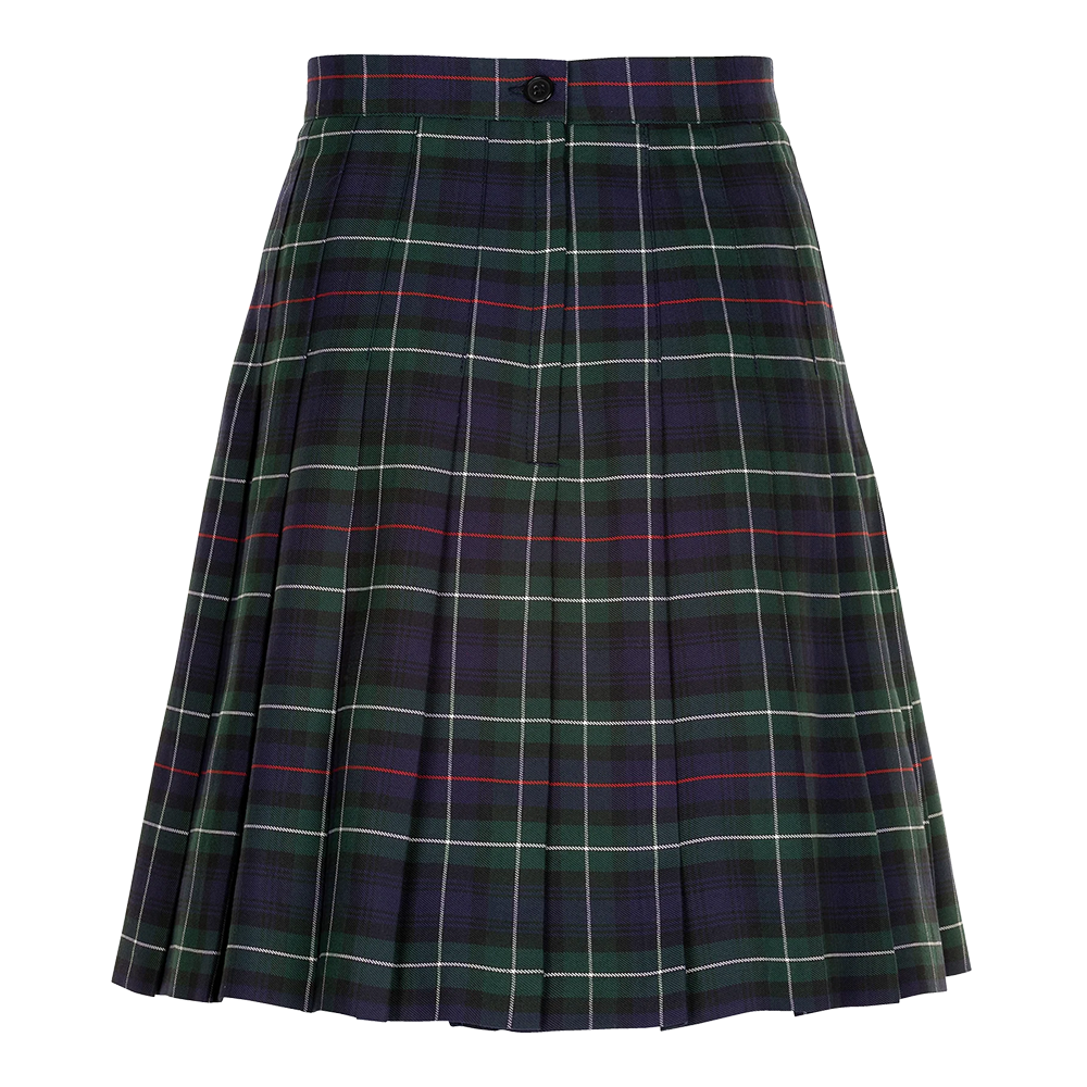 Senior Girls Stitch Down Knife Pleat Skirt Green Tartan