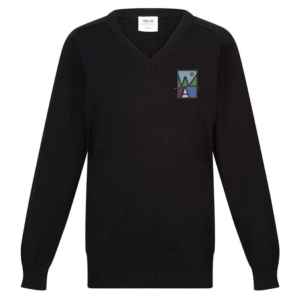 Westhill Academy Unisex Cotton V-Neck Black