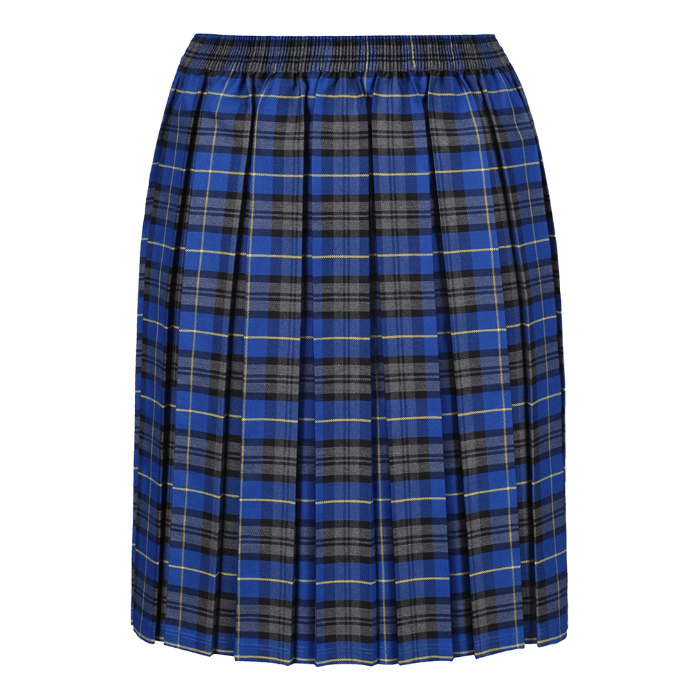 Junior Girls Box Pleat Skirt Blue Tartan