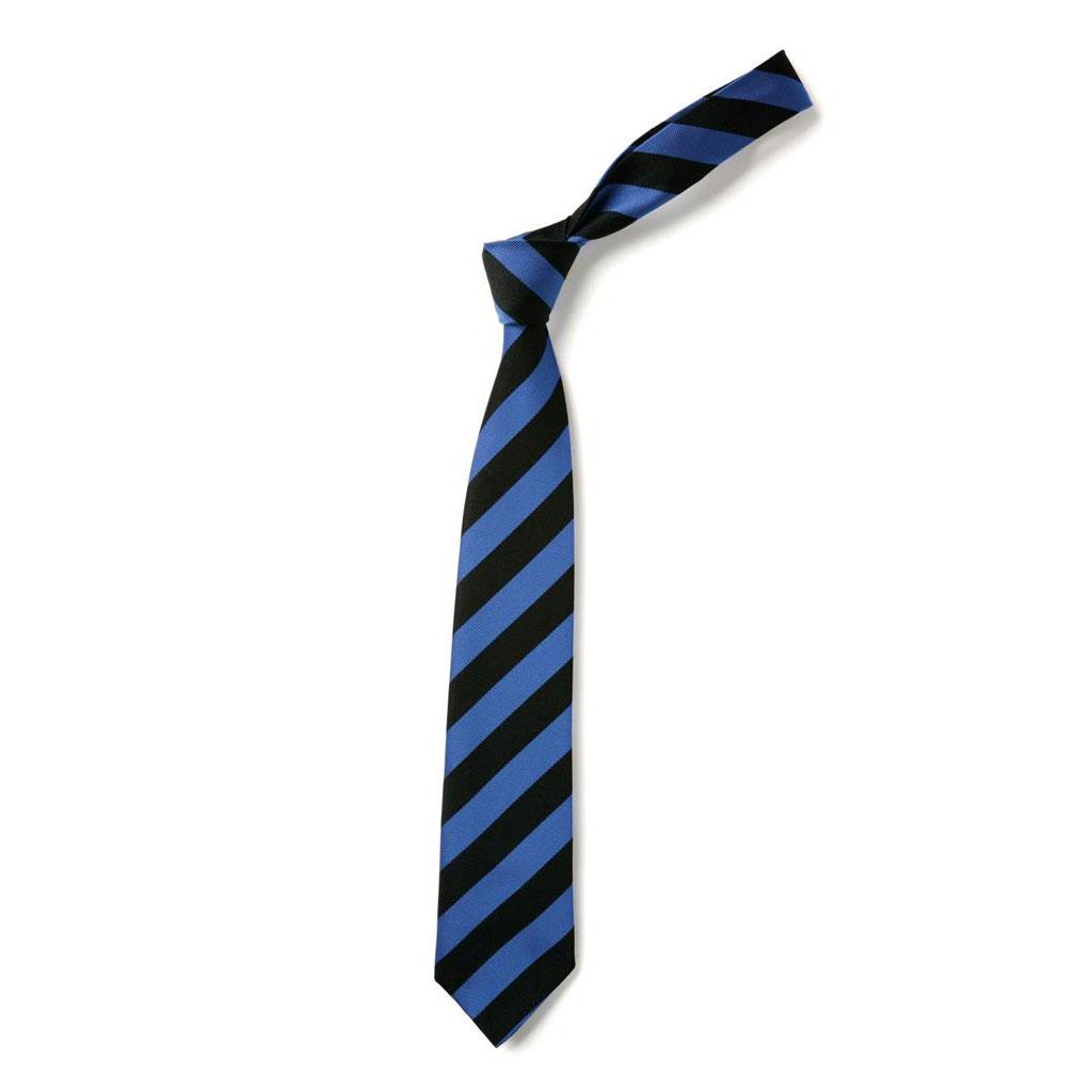 Wide Stripe Tie Black/Cobalt