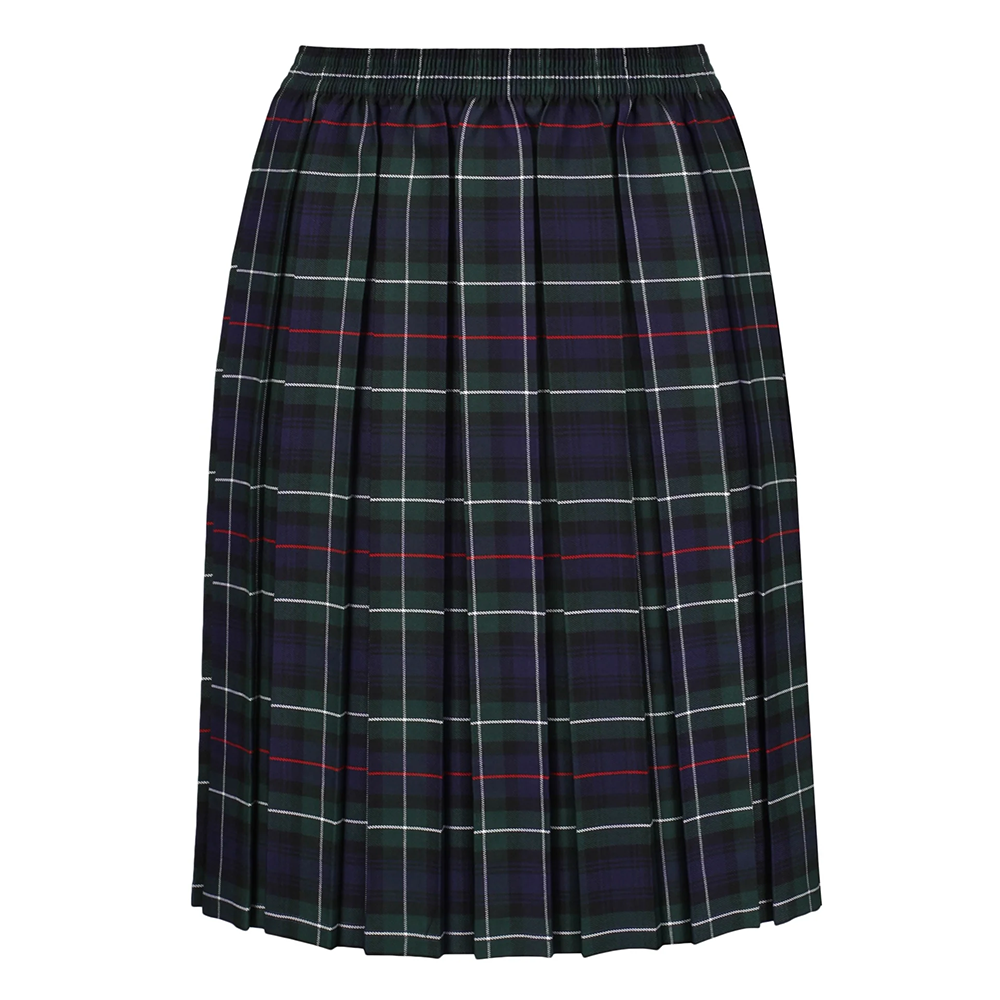 Junior Girls Box Pleat Skirt Green Tartan