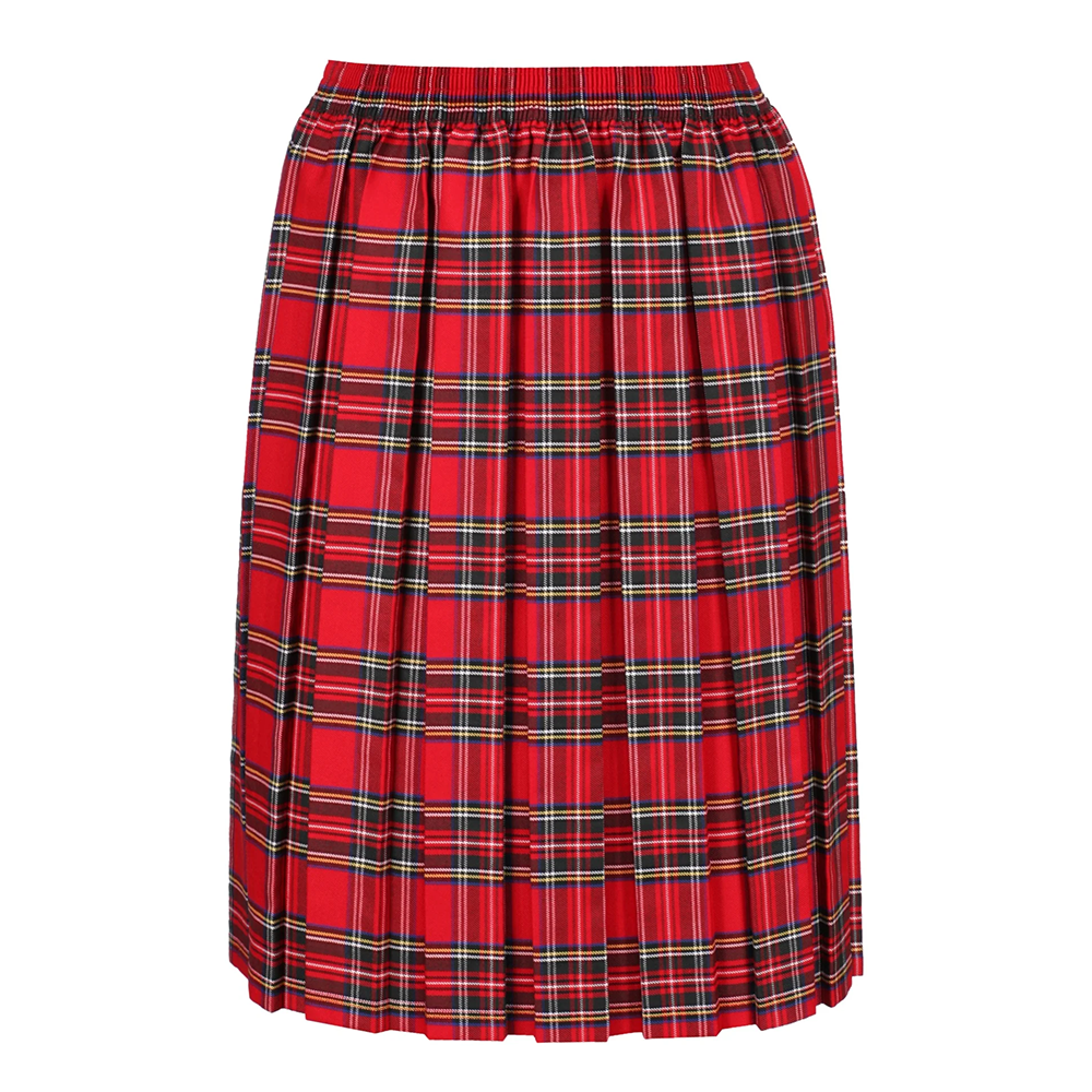 Junior Girls Box Pleat Skirt Red Tartan