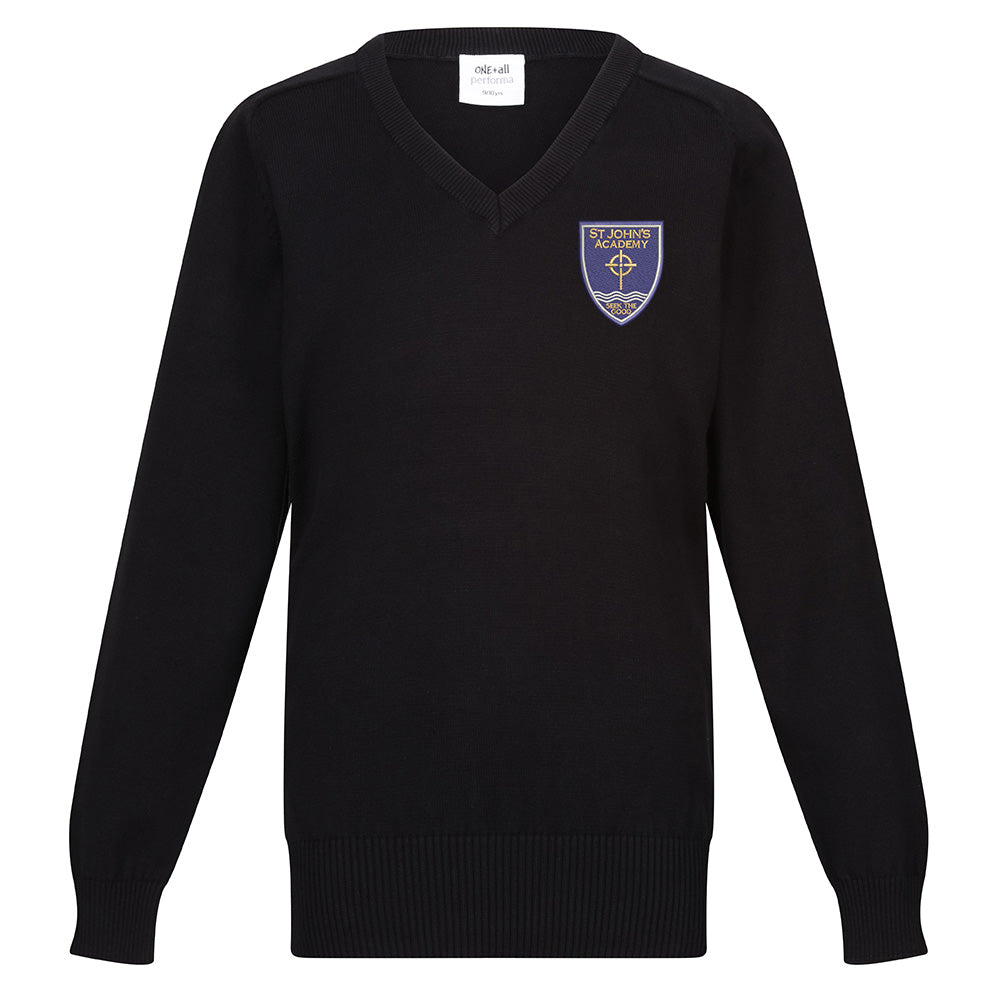St Johns Academy Secondary Perth Unisex Cotton V-Neck Black