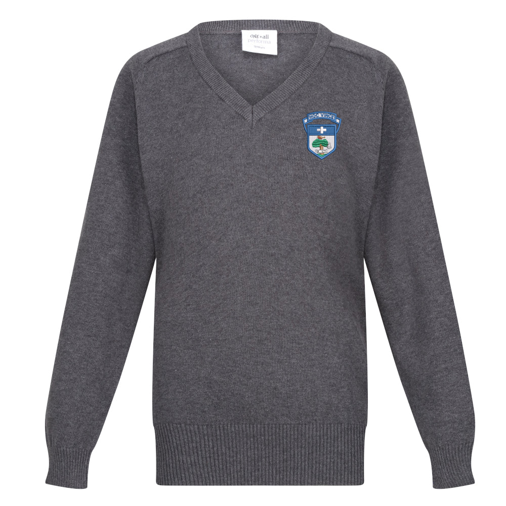 Holyrood Secondary Unisex Cotton V-Neck Grey