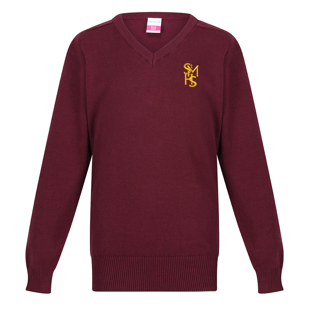 St Modans High Unisex Cotton V-Neck Maroon