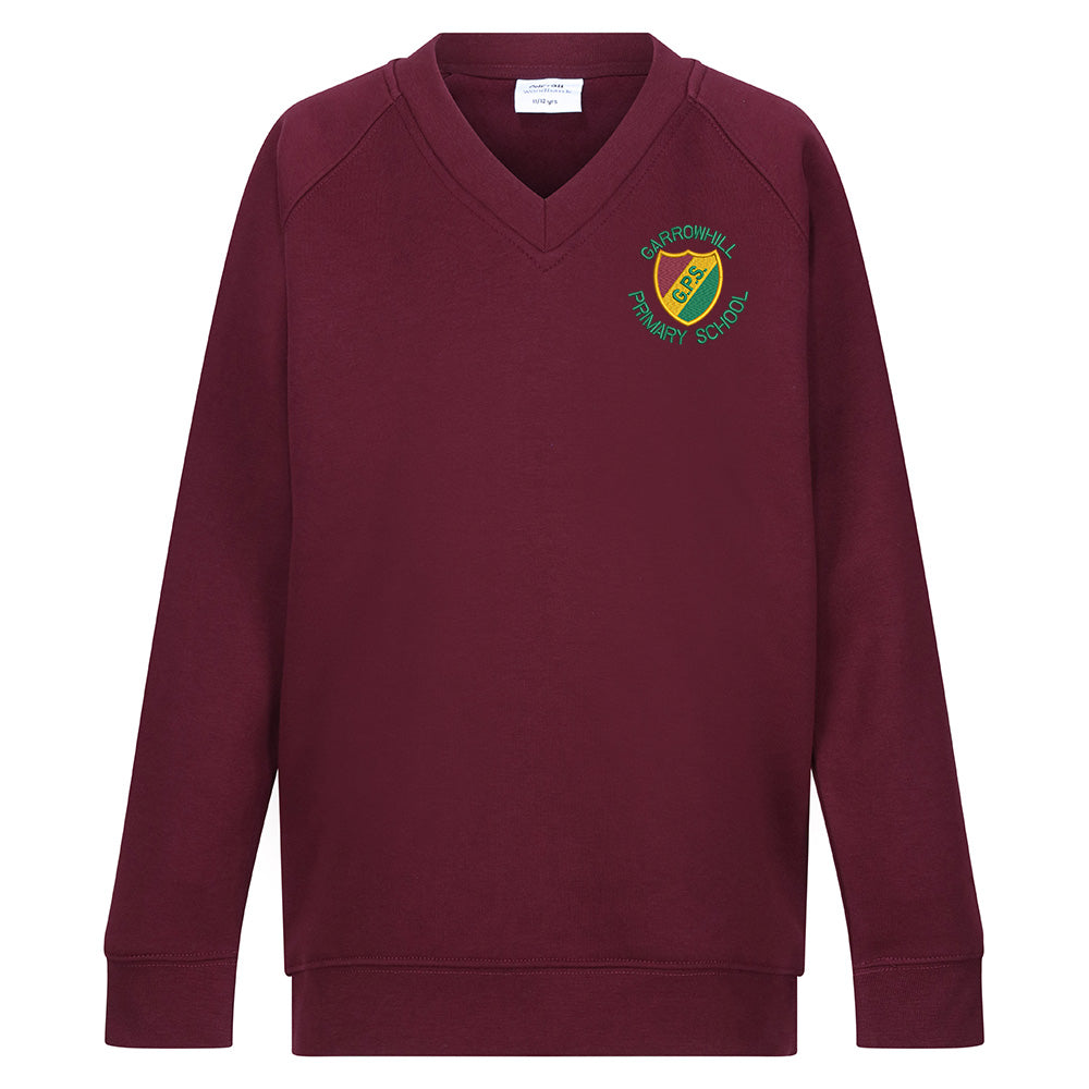 Garrowhill Primary V-Neck Sweatshirt Maroon