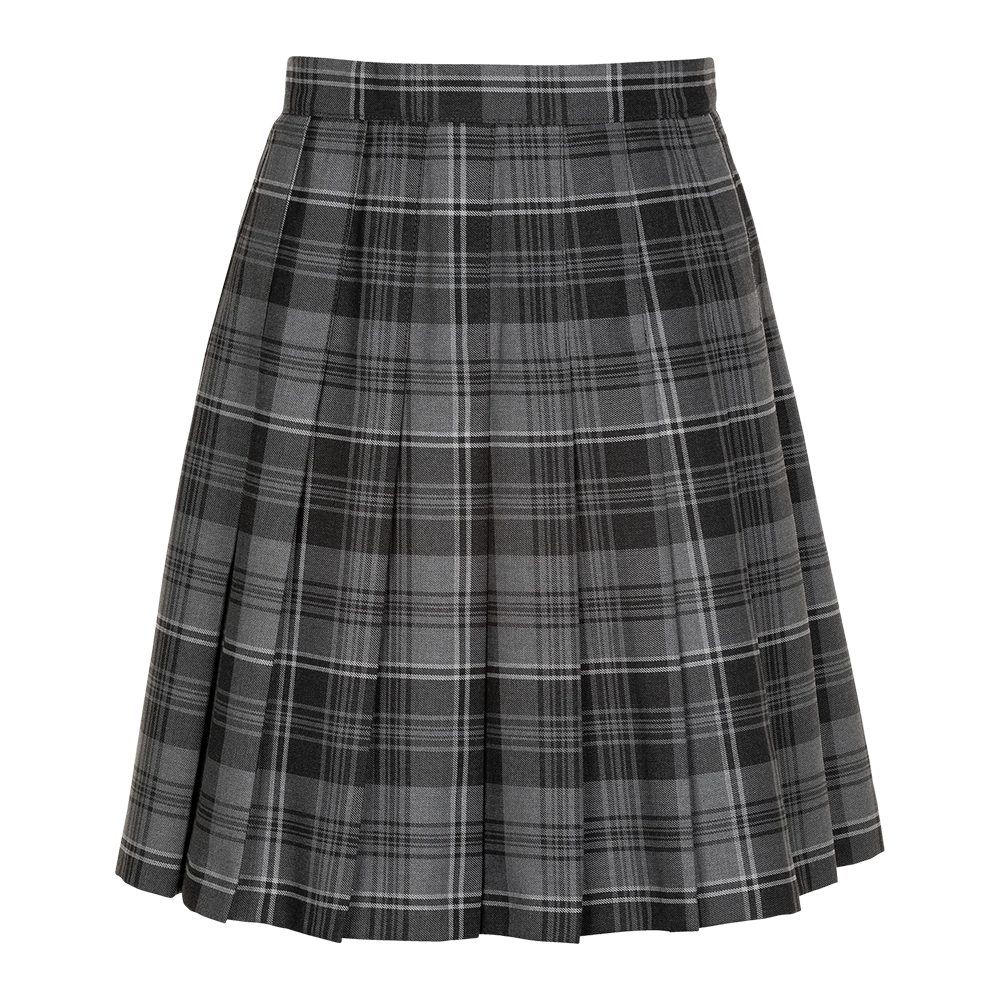 Senior Girls Stitch Down Knife Pleat Skirt Grey Mix Tartan