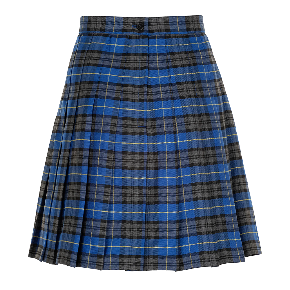 Senior Girls Stitch Down Knife Pleat Skirt Blue Tartan