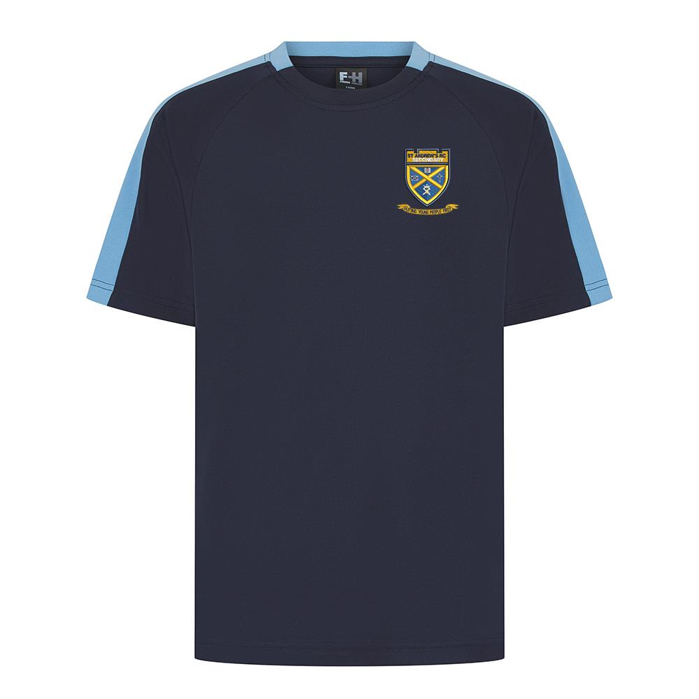 St Andrews RC Secondary Smartflex T-Shirt Navy/Sky