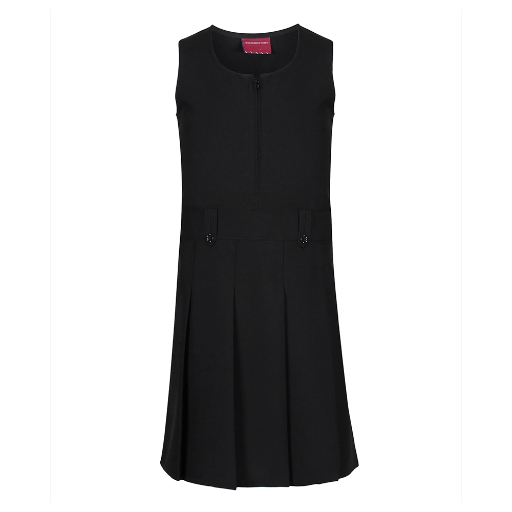 Junior Girls Flower Button Pinafore Black