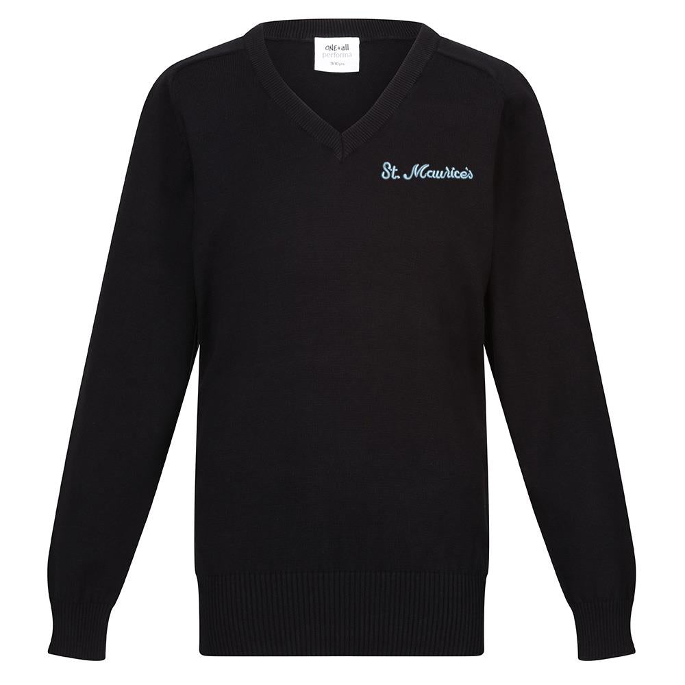 St Maurices High Unisex Cotton V-Neck Black