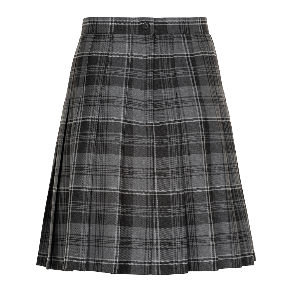 Senior Girls Stitch Down Knife Pleat Skirt Grey Mix Tartan