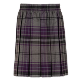 Junior Girls Box Pleat Skirt Purple/Grey Tartan
