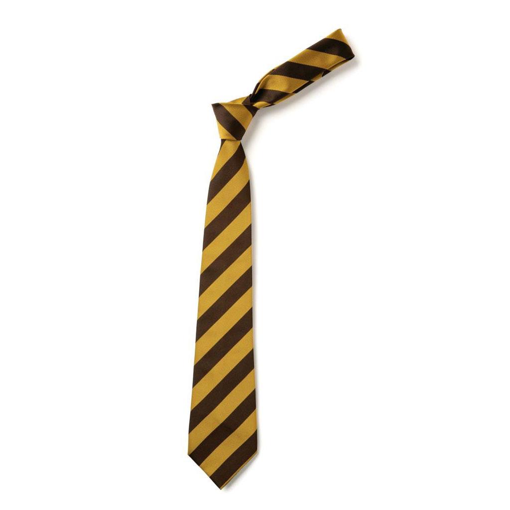 Wide Stripe Tie Brown/Gold