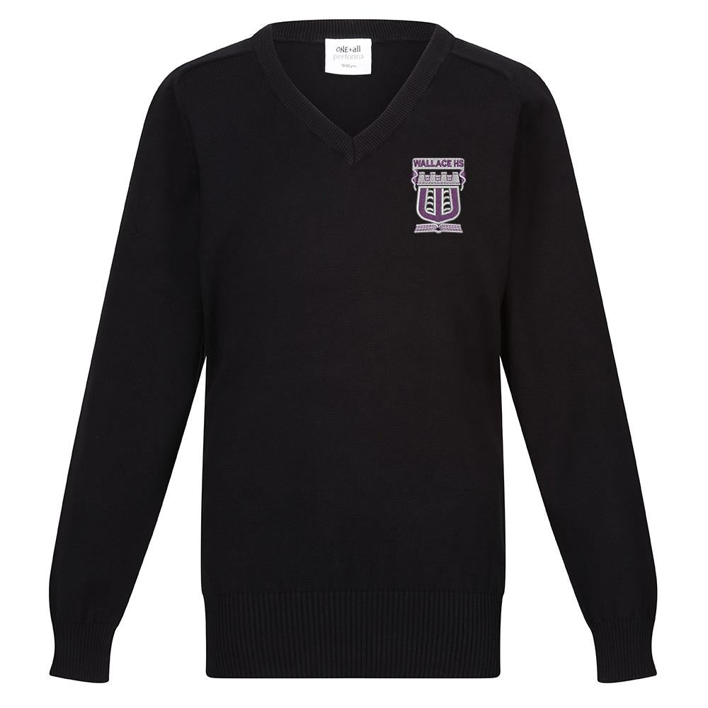 Wallace High Unisex Cotton V-Neck Black