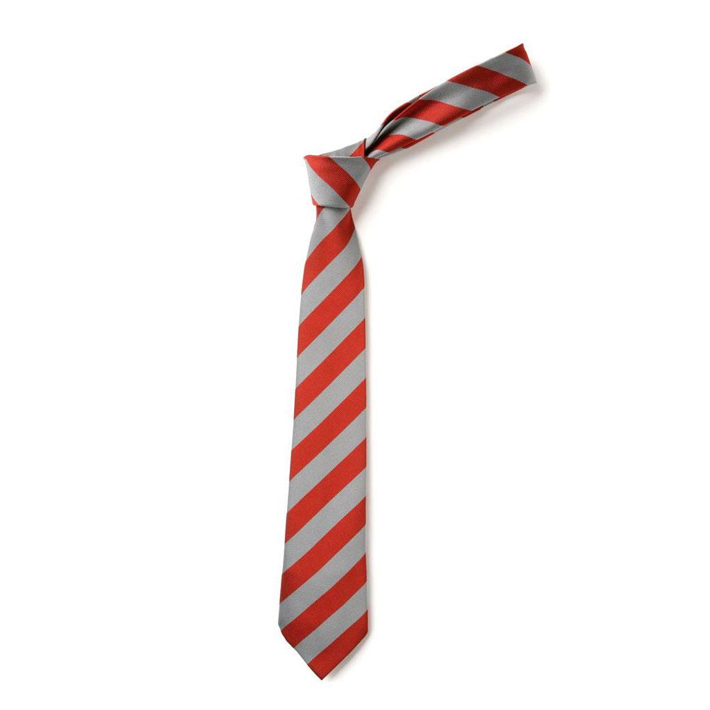 Wide Stripe Tie Scarlet/Silver