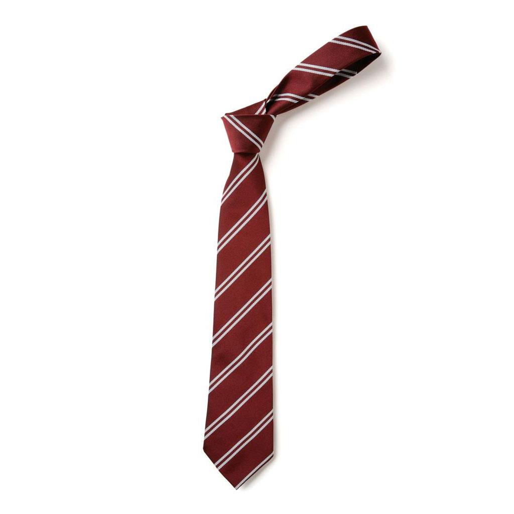 Twin Stripe Tie Maroon/White
