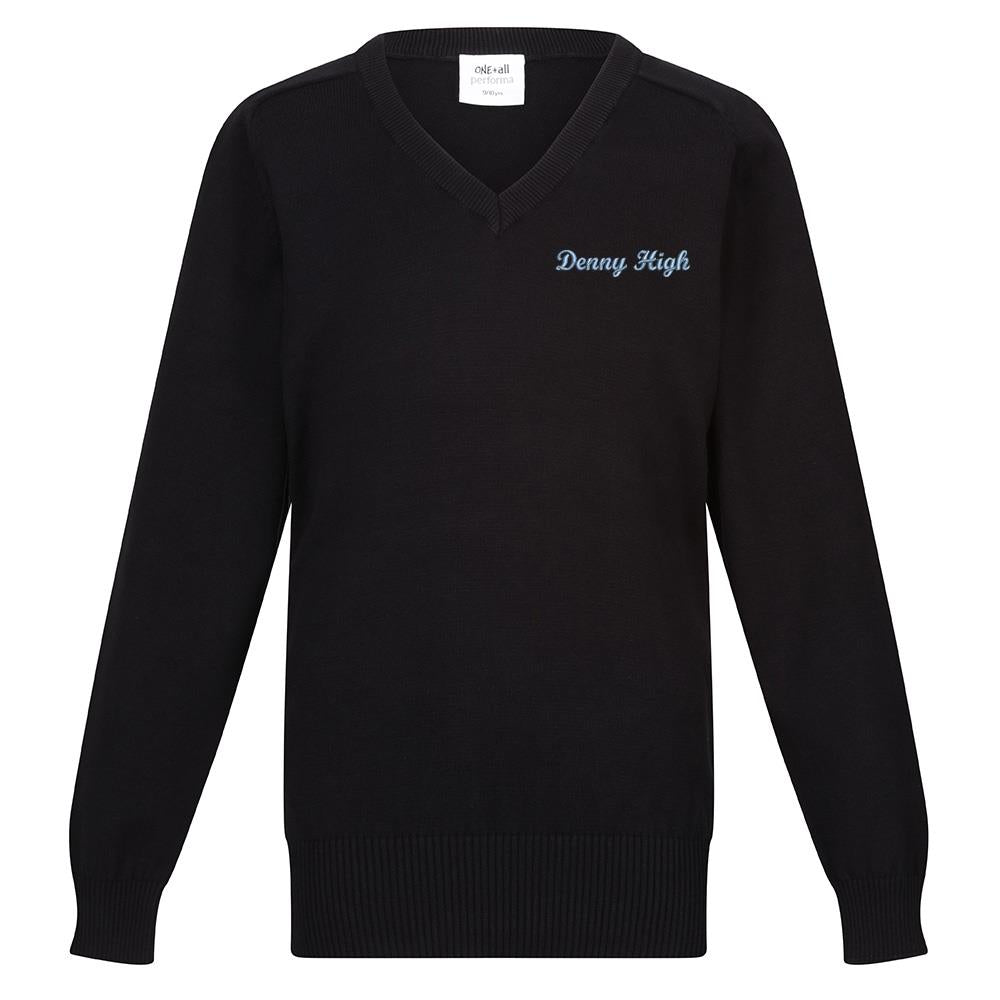 Denny High Unisex Cotton V-Neck Black