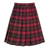 Senior Girls Stitch Down Knife Pleat Skirt Maroon Tartan