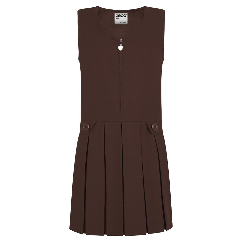 Zip Front Pinafore Brown