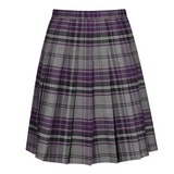 Senior Girls Stitch Down Knife Pleat Skirt Purple/Grey Tartan