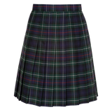 Senior Girls Stitch Down Knife Pleat Skirt Green Tartan
