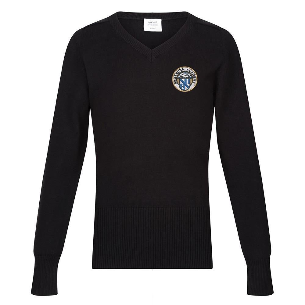 Broxburn Academy Girls Cotton V-Neck Black