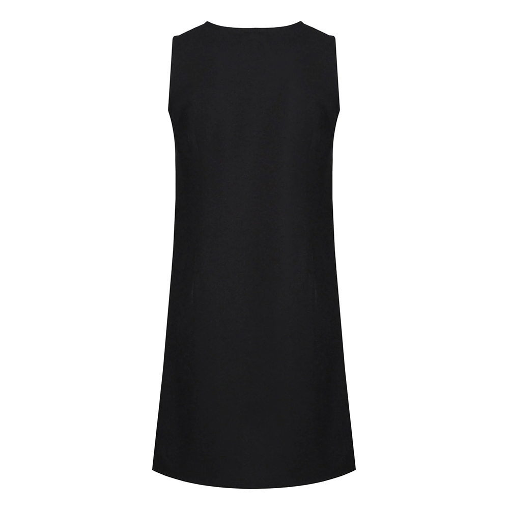 Junior Girls Flower Button Pinafore Black