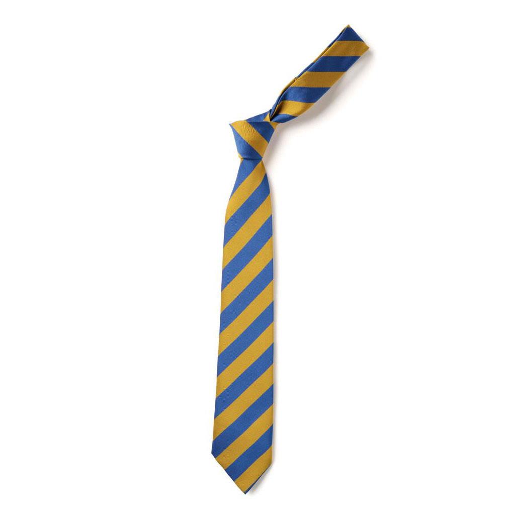 Wide Stripe Tie Cobalt/Gold