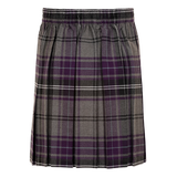 Junior Girls Box Pleat Skirt Purple/Grey Tartan