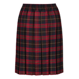 Junior Girls Box Pleat Skirt Maroon Tartan