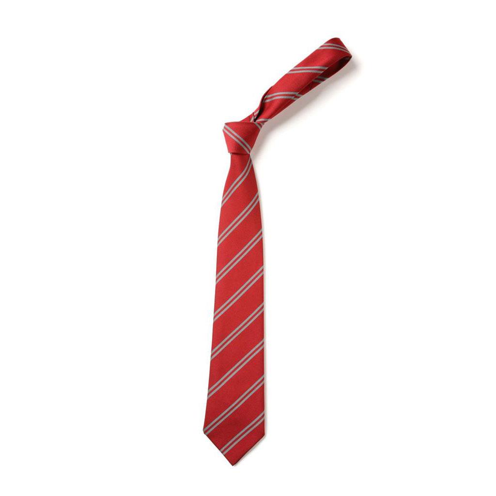 Twin Stripe Tie Red/Silver