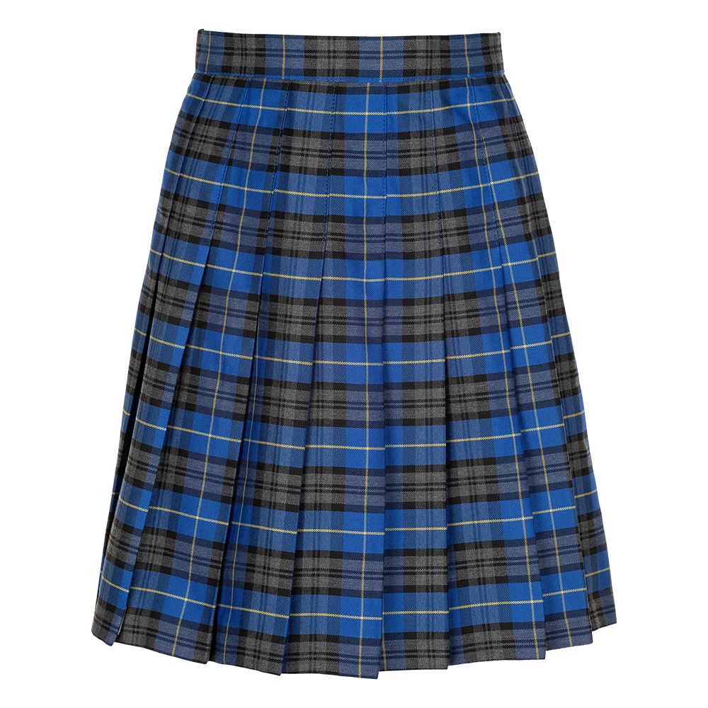 Senior Girls Stitch Down Knife Pleat Skirt Blue Tartan
