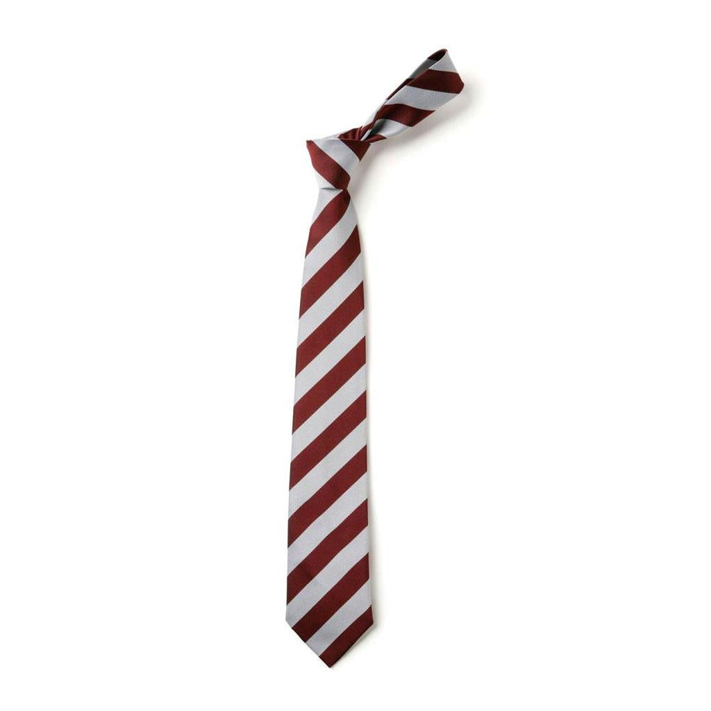 Wide Stripe Tie Maroon/White