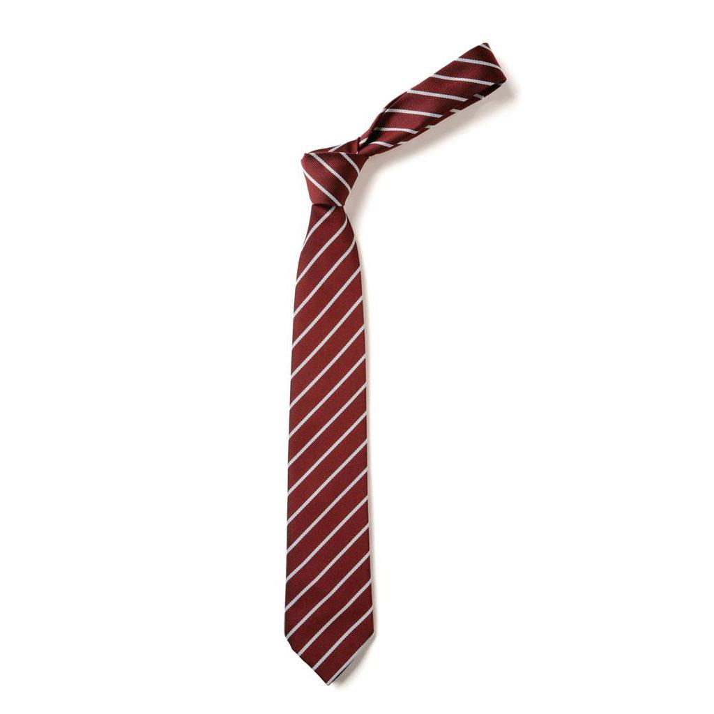 Narrow Stripe Tie Maroon/White