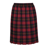 Junior Girls Box Pleat Skirt Maroon Tartan