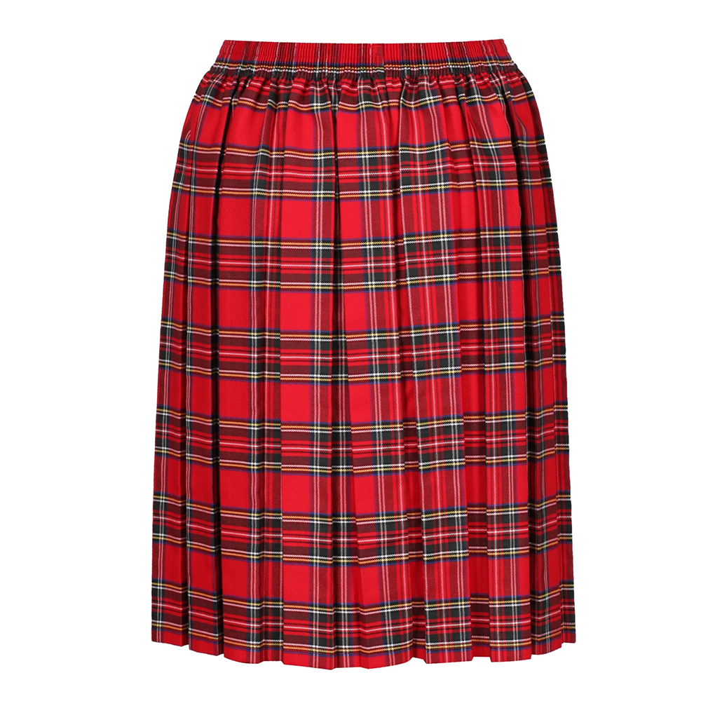 Junior Girls Box Pleat Skirt Red Tartan